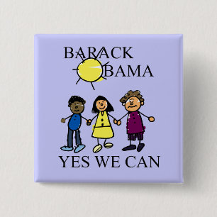 BADGE CARRÉ 5 CM UN JOUR ENSOLEILLÉ AVEC OBAMA