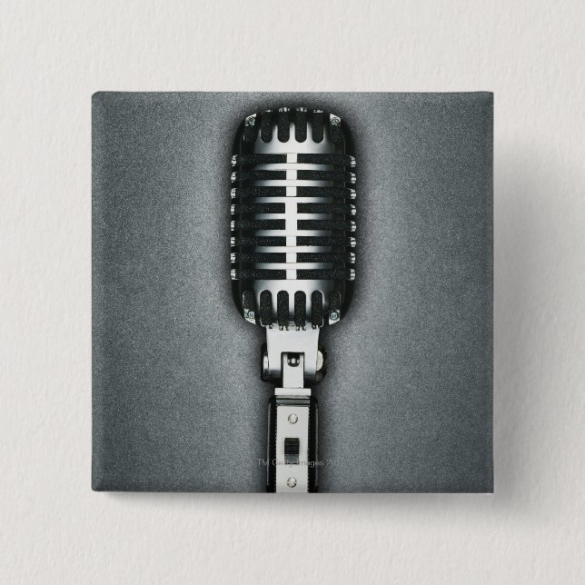 Badge Carré 5 Cm Un microphone classique (Devant)
