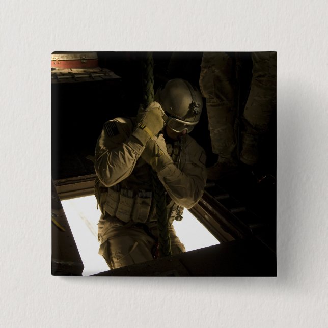 Badge Carré 5 Cm Un pararescueman de l'US Air Force commence sa des (Devant)