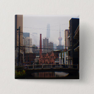 Badge Carré 5 Cm Un pont à Shanghai