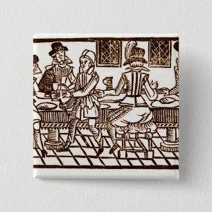 Badge Carré 5 Cm Un repas à l'auberge