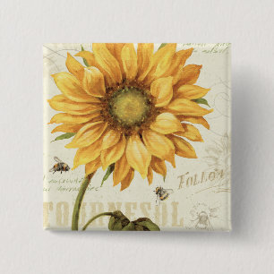 Badge Carré 5 Cm Un tournesol jaune