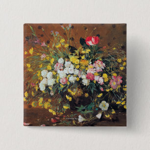 Badge Carré 5 Cm Un vase de fleurs
