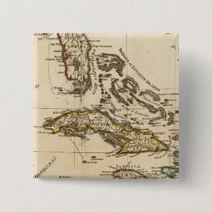 Badge Carré 5 Cm Une carte complète des Antilles