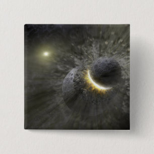 Badge Carré 5 Cm Une collision entre des objets massifs dans l'espa