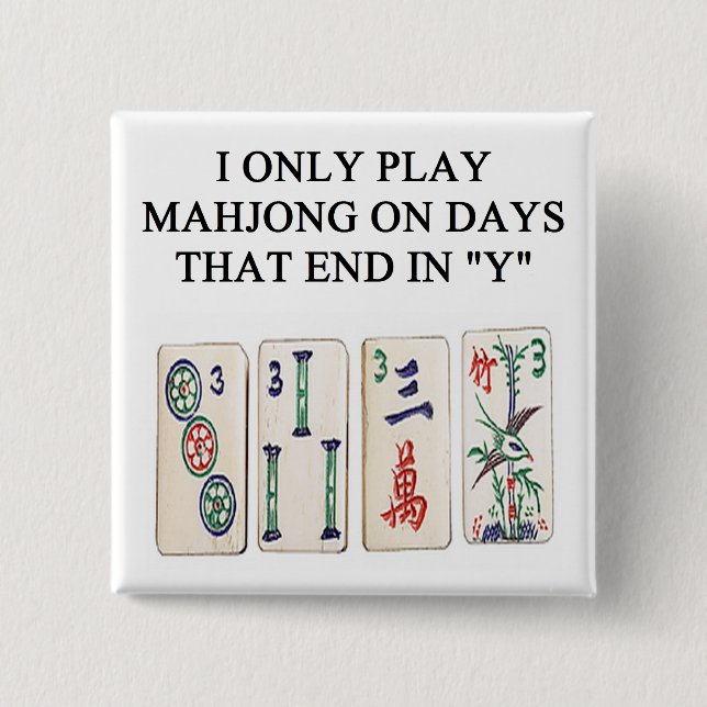 Badge Carré 5 Cm une conception drôle de mahjong (Devant)