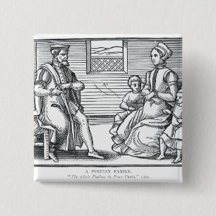Badge Carré 5 Cm Une famille de puritain