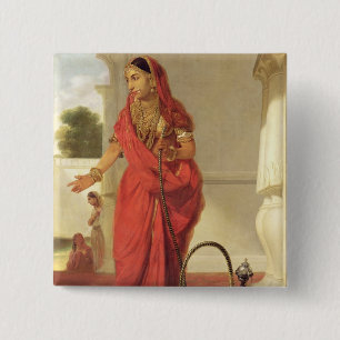 Badge Carré 5 Cm Une fille de danse indienne avec un narguilé, 177