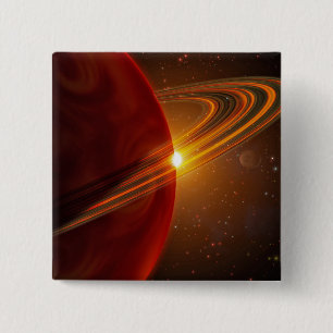 Badge Carré 5 Cm Une mise sur orbite géante de planète soleil-com