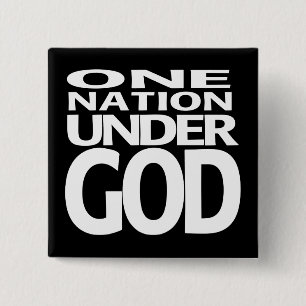 Badge Carré 5 Cm Une nation sous Dieu - bouton