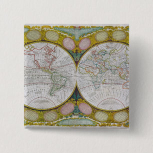 Badge Carré 5 Cm Une nouvelle et correcte carte du monde, 1770-97