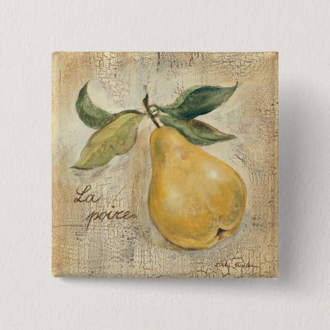 Badge Carré 5 Cm Une poire jaune (Devant)