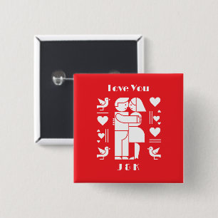 Badge Carré 5 Cm Une Saint-Valentin personnalisée Bauhaus moderne