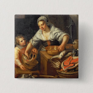 Badge Carré 5 Cm Une scène de cuisine