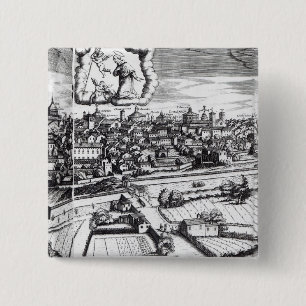 Badge Carré 5 Cm Une section d'une carte de Milan, 1640