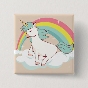 Badge Carré 5 Cm Unicorne adorable