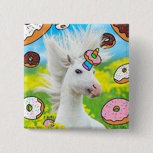 Badge Carré 5 Cm Unicorne avec beignes