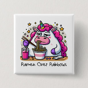 Badge Carré 5 Cm Unicorne Manger Ramen