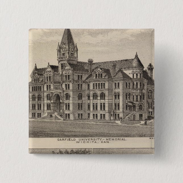 Badge Carré 5 Cm Université Garfield, Kansas (Devant)