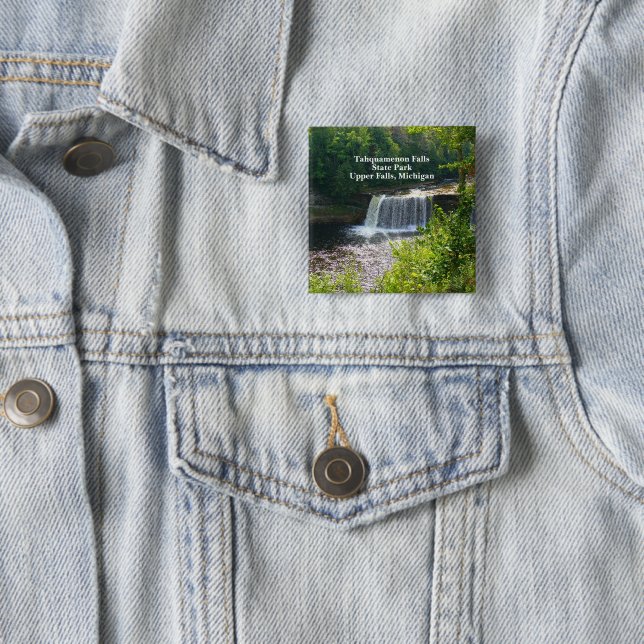 Badge Carré 5 Cm Upper Tahquamenon Falls State Park, MI (En situation)