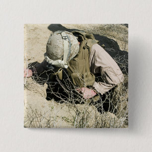 Badge Carré 5 Cm US Marine saute dans un trou
