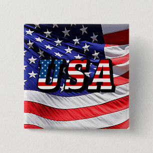 Badge Carré 5 Cm USA - American Flag
