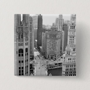 Badge Carré 5 Cm USA, IL, Chicago, Loop de l'hôtel