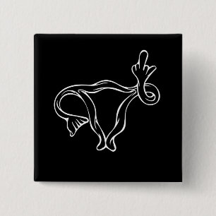 Badge Carré 5 Cm Uterus à doigt moyen Pro-choix