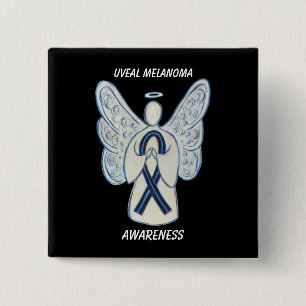 Badge Carré 5 Cm Uveal Melanoma Sensibilisation Ruban Angel Personn