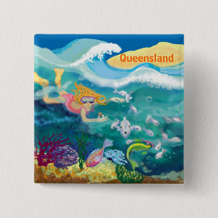 Badge Carré 5 Cm Vacances dans le Queensland tropical
