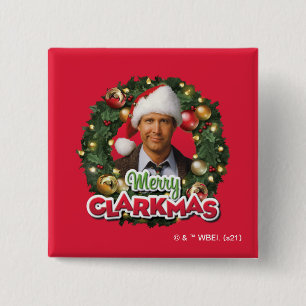 Badge Carré 5 Cm Vacances de Noël Merry Clarkmas