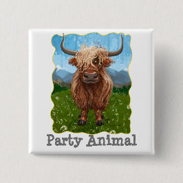 Badge Carré 5 Cm Vache des Hautes Terres