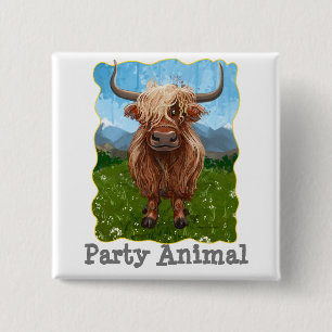 Badge Carré 5 Cm Vache des Hautes Terres