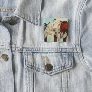 Badge Carré 5 Cm Vaches amoureuses