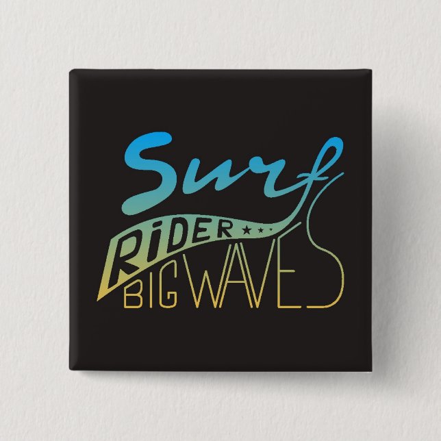 Badge Carré 5 Cm Vagues de cavalier de surf grandes (Devant)