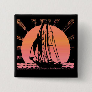 Badge Carré 5 Cm vaisseau solaire tropical