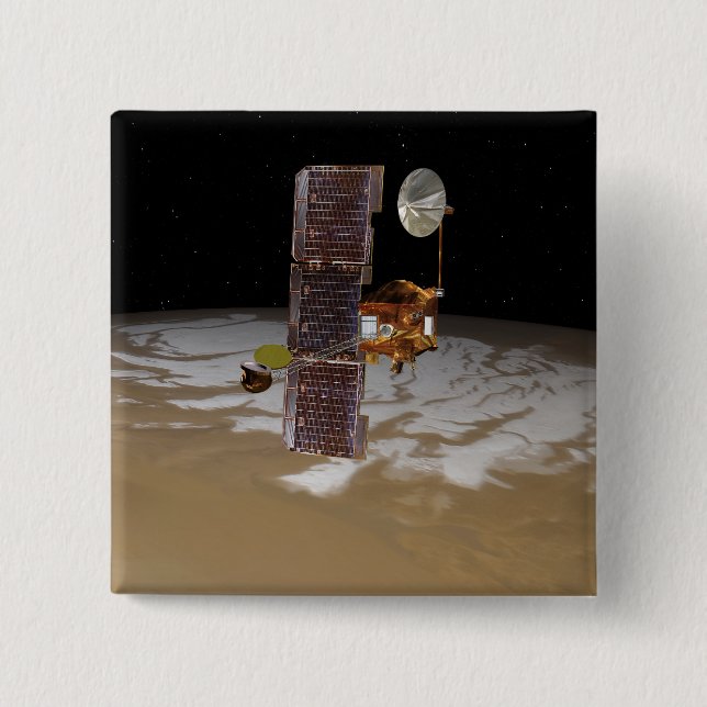 Badge Carré 5 Cm vaisseau spatial Mars Odyssey (Devant)
