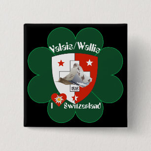 Badge Carré 5 Cm Valais / Valais Suisse-Suisse Buttons