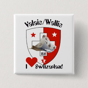 Badge Carré 5 Cm Valais / Valais Suisse-Suisse Buttons