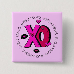 Badge Carré 5 Cm Valentine Hugs et baisers