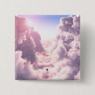 Badge Carré 5 Cm Vallée dans le bouton Nuages