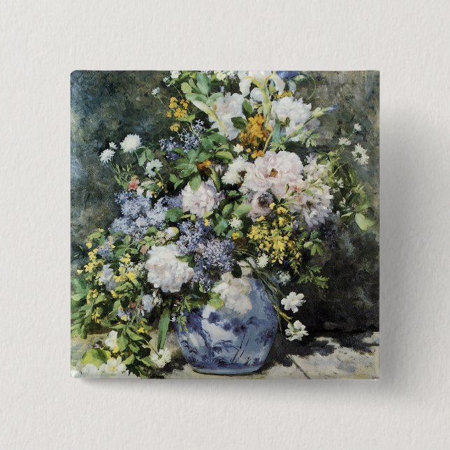 Badge Carré 5 Cm Vase de fleurs (Devant)