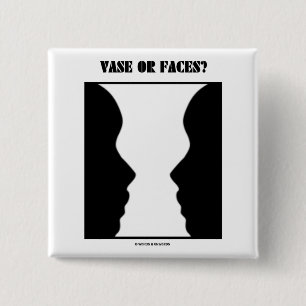 Badge Carré 5 Cm Vase ou visages ? (Illusion optique)
