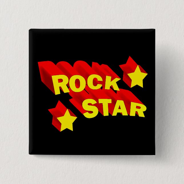 Badge Carré 5 Cm Vedette du rock (Devant)