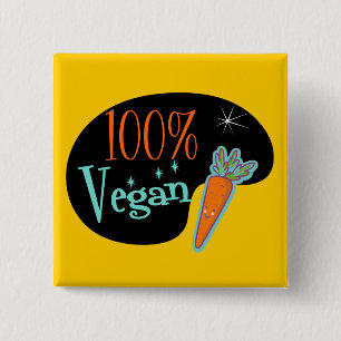 Badge Carré 5 Cm Végétalien de 100 pour cent