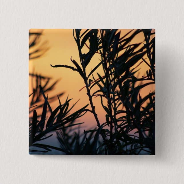 Badge Carré 5 Cm Végétation au coucher du soleil (Devant)