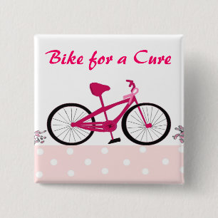 Badge Carré 5 Cm Vélo pour une guérison - Bicyclette rose