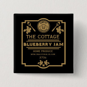 Badge Carré 5 Cm Vendeur de confiture Blueberry