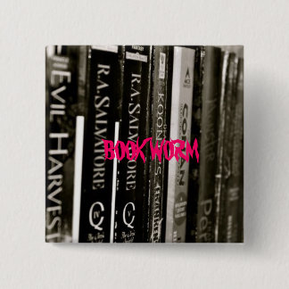 BADGE CARRÉ 5 CM VER DE LIVRE