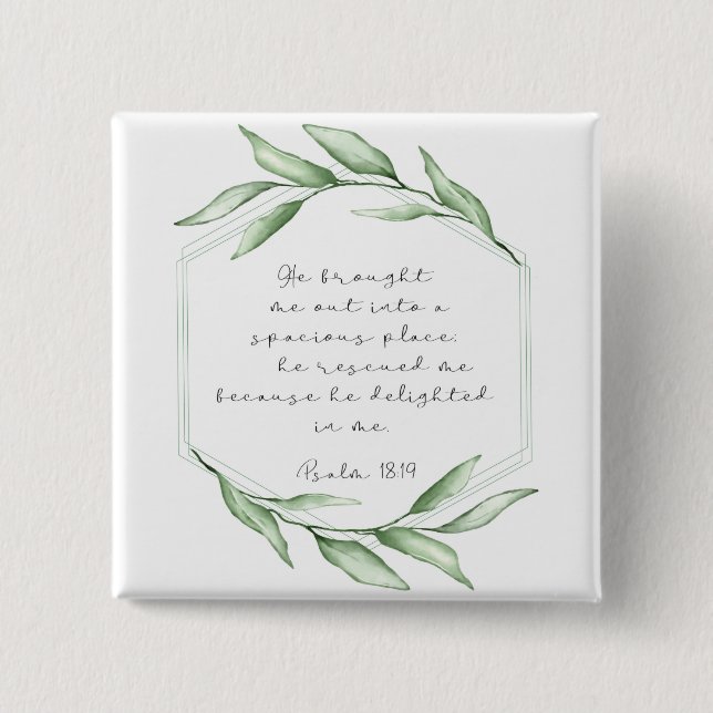 Badge Carré 5 Cm Verdure Bible Verse (Devant)